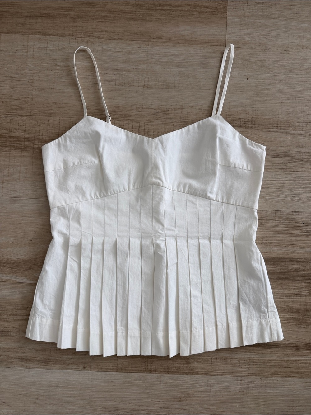 White Pleated Strap Camisole Top - Women